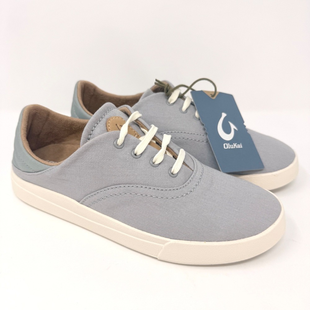 OluKai Kohu Womens Size 8 Mist Grey Textile Lace Up Sneakers 20516-DWDW NEW